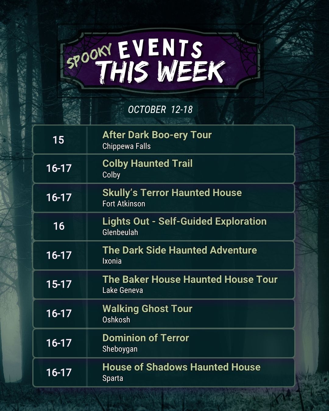 Spooky Events This Week: Oct. 12-18 - News & Updates - HauntedWisconsin.com